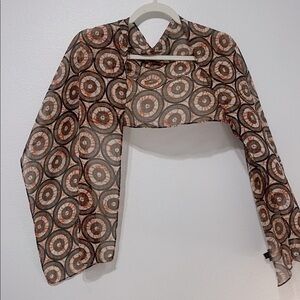 Cejon Sheer Scarf with Orange and Brown Accents